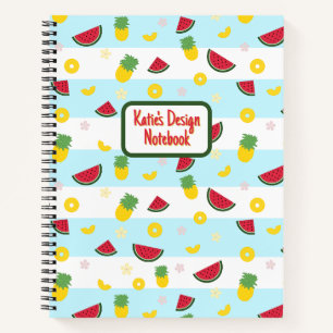 Spiralnotizblock Ananas Watermelon Pattern Notizblock