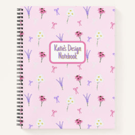 Spiralnotizblock | Wildblumen und Bogen in rosa Notizblock