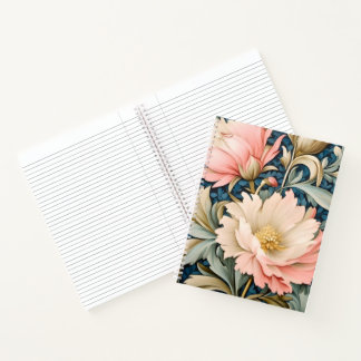 Spiralnotizbuch - Art Nouveau rosa floral Notizblock