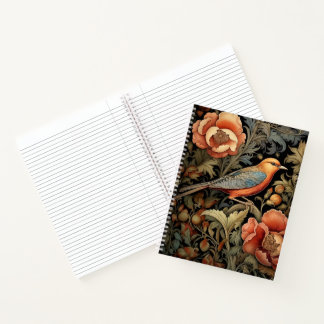 Spiralnotizbuch - Art Nouveau-Vogelmotiv Notizblock