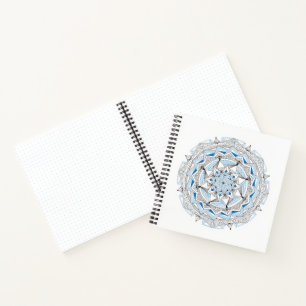 Spiralnotizbuch mit blauem Mandala-Design Notizblock