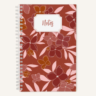Spiralnotizbuch mit rosa und orangefarbenem Blumen Notizblock