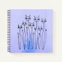 Spiralpapier (handgezeichnet Katzen) Notizblock