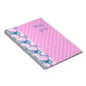 Spiralpapier oder -blatt, Rosa Rosen, Polka Dots Notizblock (Rechte Seite)