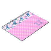 Spiralpapier oder -blatt, Rosa Rosen, Polka Dots Notizblock (Linke Seite)