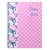 Spiralpapier oder -blatt, Rosa Rosen, Polka Dots Notizblock (Vorderseite)