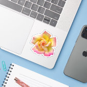 Spiralrosa Gelbe Rose Aufkleber (Laptop mit iPhone)