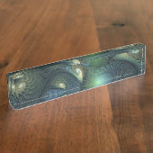 Spirals Beige Grün Türkis Abstraktes Fraktal Kunst Namensplakette (Seite)