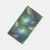 Spirals Beige Grün Türkis Abstraktes Fraktal Kunst Serviette (Ecke)