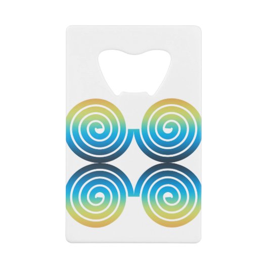 SPIRALS BLAUE GRÜNES PATTER GELDBEUTEL FLASCHENÖFFNER (Vorderseite)