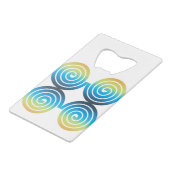 SPIRALS BLAUE GRÜNES PATTER GELDBEUTEL FLASCHENÖFFNER (Vorderseite Schrägansicht)