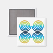 SPIRALS BLAUE GRÜNES PATTER MAGNET (Vorderseite/Rückseite)