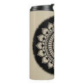 Spirals Dots Blume Black Tan Henna Mandala Thermosbecher (Nach links gedreht)
