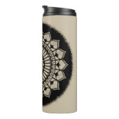 Spirals Dots Blume Black Tan Henna Mandala Thermosbecher (Nach rechts gedreht)