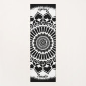 Spirals Dots Blume Weiß auf Black Henna Mandala Yogamatte (Vorderseite)