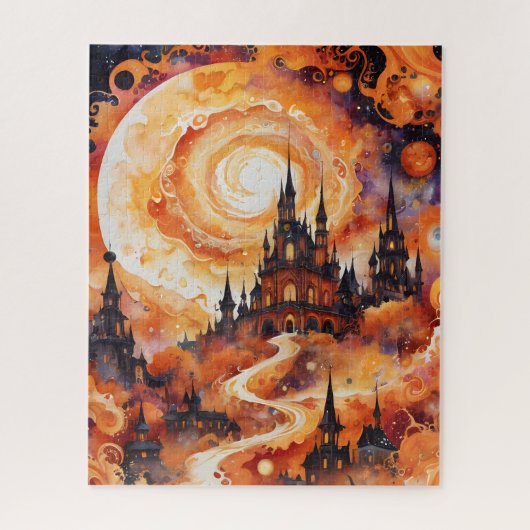 Spiralschloss Spooky - Halloween Orange Puzzle (Vertikal)