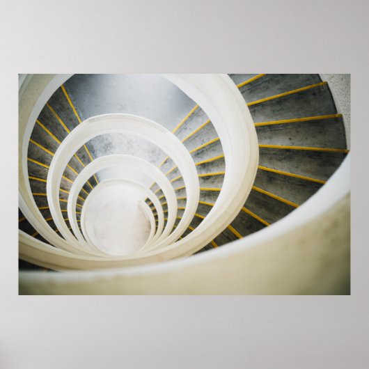 Spiralschwarz-weiße Treppe Poster (Vorne)