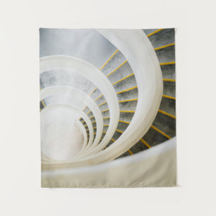 Spiralschwarz-weiße Treppe Wandteppich