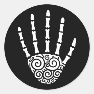 Spiralskeletthand Runder Aufkleber