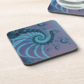 Spiraltreppe | Fraktal in Blau und Rosa Art Getränkeuntersetzer (Linke Seite)