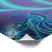 Spiraltreppe | Fraktal in Blau und Rosa Art Poster (Ecke)