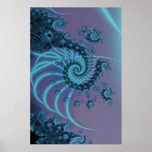 Spiraltreppe Fraktal in Blau und Rosa Art Poster