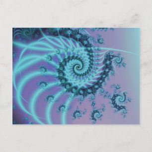 Spiraltreppe Fraktal in Blau und Rosa Art Postkarte