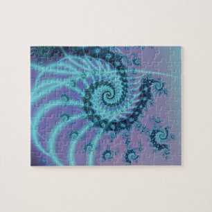 Spiraltreppe Fraktal in Blau und Rosa Art Puzzle
