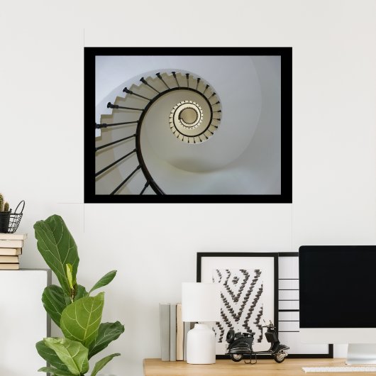 Spiraltreppe zum Himmel Schwarz-Weiß Poster (Heimbüro)
