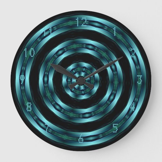 Spiraluosenuhr mit aquamarinem Chrome Große Wanduhr (Vorderseite)