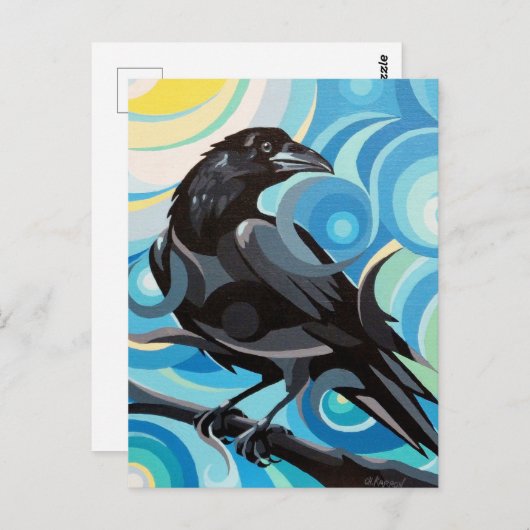 Spiralwirbeln Rabe Postcard Spirit Power Tier Postkarte (Vorne/Hinten)