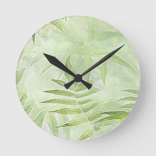 Spirea Blätter - Digitale Kunst Runde Wanduhr (Vorderseite)