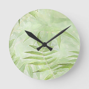 Spirea Blätter - Digitale Kunst Runde Wanduhr
