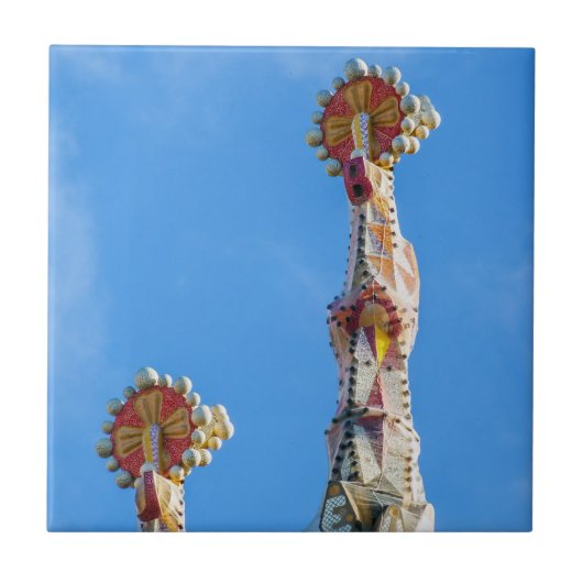 Spires de la Sagrada Familia in Barcelona, Spanien Fliese (Vorderseite)