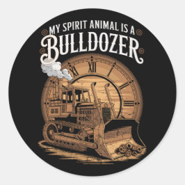 Spirit Animal Bulldozer Driver Earth Mover Vintage Runder Aufkleber