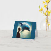 Spirit Animal Dolphin 2 Faltkarte Karte (Gelbe Blume)