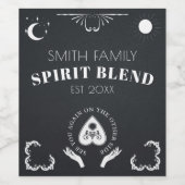 Spirit Board Celestial Black & White Halloween Weinetikett (Einzelnes Label)