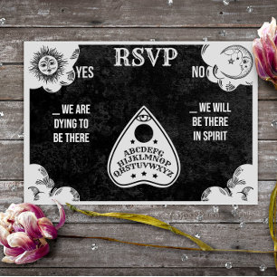 Spirit Board Gothic & Halloween Wedding RSVP Mitteilungskarte
