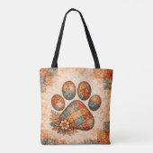 Spirit Cat, Boho Patchwork Rustic Folk Art Tasche (Rückseite)