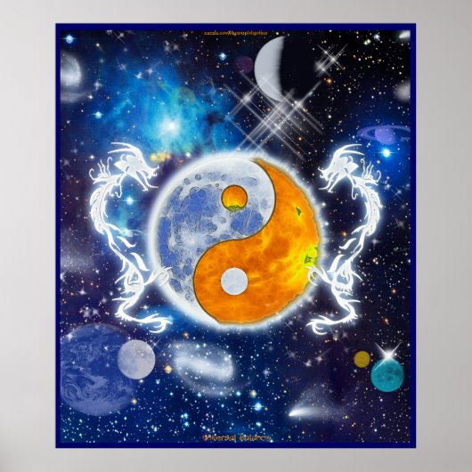 Spirit Dragons Yin-Yang Deep Space Fantasy Art Poster (Vorne)