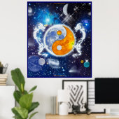 Spirit Dragons Yin-Yang Deep Space Fantasy Art Poster (Heimbüro)