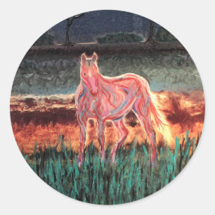 Spirit Dream Horse, gemalt Runder Aufkleber