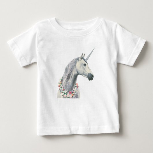 Spirit Einhorn mit Blume um Neck Baby T-shirt (Vorderseite)