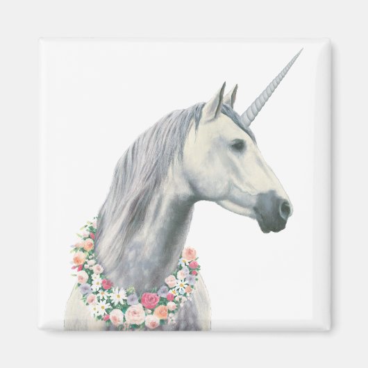 Spirit Einhorn mit Blume um Neck Magnet (Vorne)