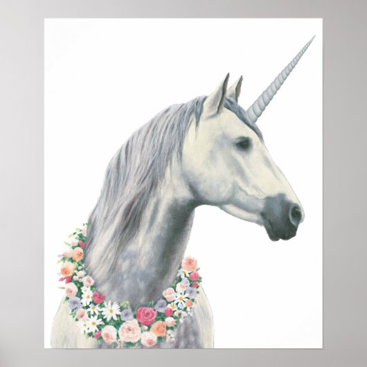 Spirit Einhorn mit Blume um Neck Poster (Vorne)