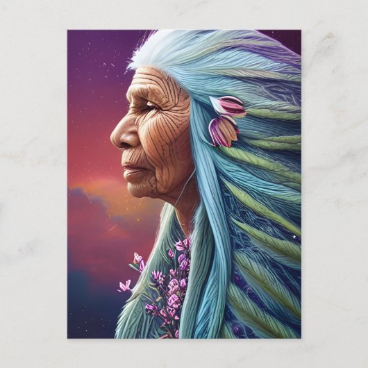Spirit Elder Native American Fantasy Digital Art Postkarte (Vorderseite)