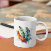 Spirit Feathers: Vibrannende Wasserfarben Kunst Kaffeetasse