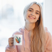 Spirit Feathers: Vibrannende Wasserfarben Kunst Kaffeetasse