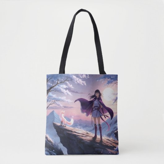 Spirit Fox Twilight | Anime Fantasy Tote Bag Tasche (Vorderseite)