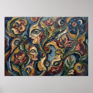 Spirit-Gesichter Visionärer Floralposter Poster